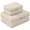 DecMode Wooden Decorative Box - Beige - Set of 2 - 41127