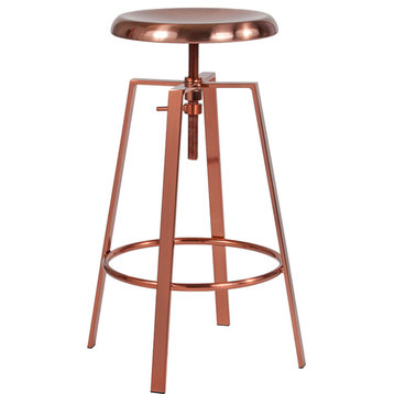 Roseto FFIF17780 Pub House 20"W Industrial Style Backless - Rose Gold