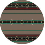 American Dakota - Old Timer Rug, Brown, 7'7"x7'7" Round, Round - This rugs styling is steeped in history, reminiscent of old trader and trader blankets this rug has a timeless appeal. The Exclusive EnduraStran construction ensures this rug will be around for generations to come.   Made in America!