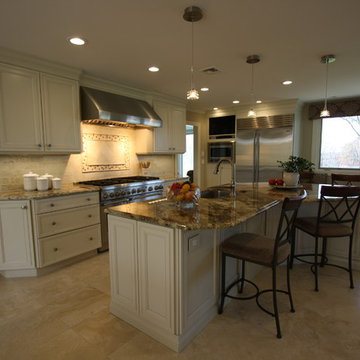 North Caldwell NJ Transitional Kitchen - 2 Islands w-seats - white painted maple