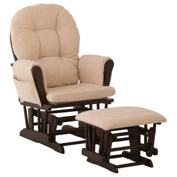 Pemberly Row Glider and Ottoman in Espresso and Beige