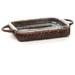 The Basket Lady - Wicker Casserole Basket, Antique Walnut Brown, 3 Quart - Take your baking dish directly out of the oven and place it in the basket for serving. Sturdy rattan pole handles makes it easy to carry. The basket is coated with a clear lacquer, so it can be rinsed in the sink for simple clean-up.