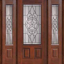 Prehung Side lights Door 80 Fiberglass Brazos 2 Panel 3/4 Lite Glass - Front Doors
