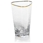 Zodax - Kampari Triangular Highball Glasses With Gold Rim, Set of 4 - Give your glassware collection a chic update using the Kampari Highball Glasses. Featuring textured glass and a triangular shape, these glasses are perfect for serving specialty liquor drinks. Use them on their own or pair them with other pieces from the Kampari Triangular series for an elegant, coordinated look.