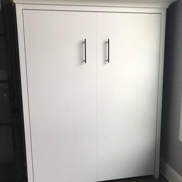 Nashville Murphy Beds Custom Built Queen Size Murphy Bed Cabinet in White Finish