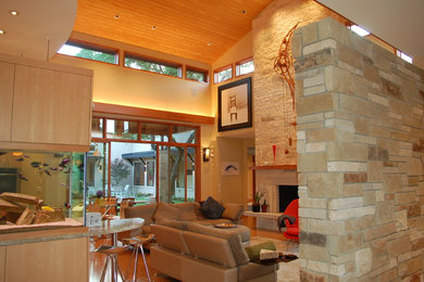 Example of a trendy living room design in Austin
