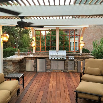 "The Peninsula" Custom Teak Deck, Pergolas, Outdoor Kitchen & Firepit