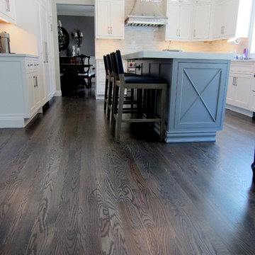 NESCONSET: RED OAK REFINISHED WITH DRIFTWOOD STAIN + 3 COATS TRAFFIC HD SATIN