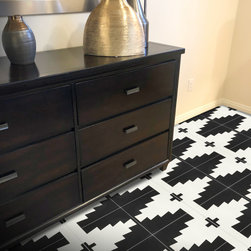 Moroccan Mosaic & Tile House - 8"x8" Midar Handmade Cement Tile, Black/White, Set of 12 - Wall And Floor Tile