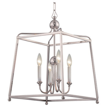 Crystorama 2245-PN 4 Light Chandelier in Polished Nickel with Silk
