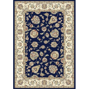 Ancient Garden Rectangle Traditional Rug, Navy/Border Color Ivory, 2'2"x11'0"