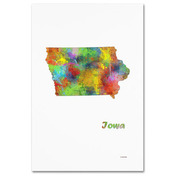 Marlene Watson 'Iowa State Map-1' Canvas Art, 12"x19"