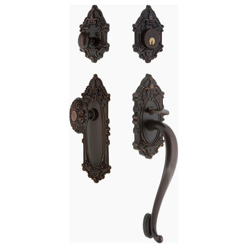 Victorian Plate S Grip Entry Set Victorian Knob, Timeless Bronze