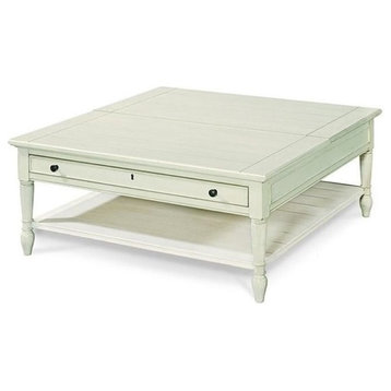 Beaumont Lane Lift Top Wood Coffee Table in White Cotton