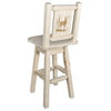 Homestead Barstool & Swivel With Laser Engraved Elk, Clear Lacquer Finish, Lacqu