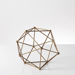 Polygon Antique Brass Decor Ball &ndash; Small - Decorative Objects And Figurines