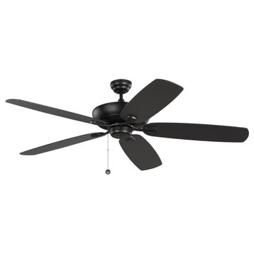 Classic 5 Blade 60 Inch Ceiling Fan Pull Chain-Midnight Black Finish - Ceiling