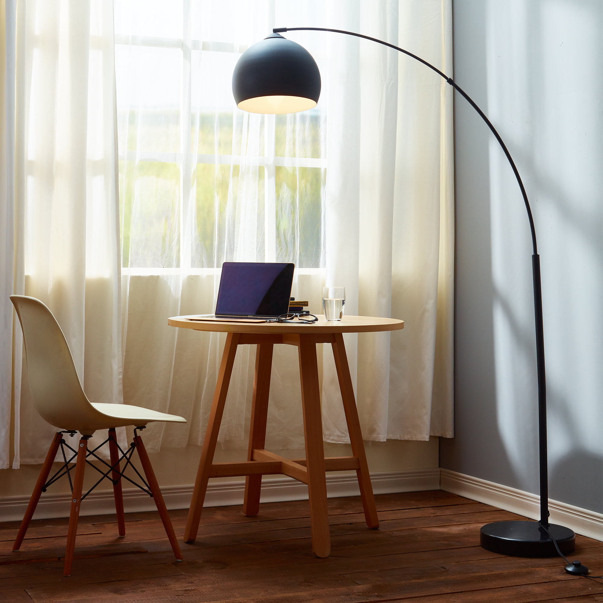 Arc Floor Lamp, Black Shade and Marble Base - Contemporary - Floor ...