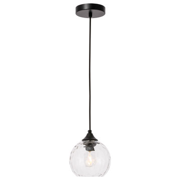 Cashel 1 Light Pendant in Black And Clear Glass