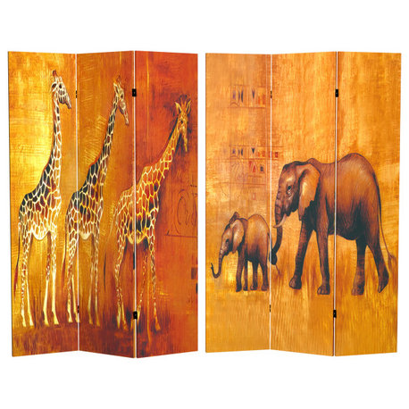 6' Tall Giraffe and Elephant Double Sided Room Divider