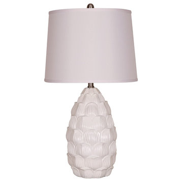 Elegant Designs Resin Table Lamp With Fabric Shade, White