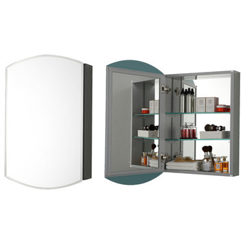 Aluminum Bathroom Medicine Cabinet, Recess Or Surface Mount, 20"x31"