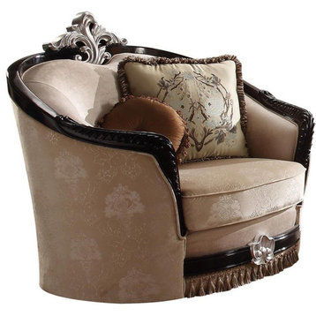 ACME Ernestine Chair (with 2 Pillows) in Tan Fabric & Black
