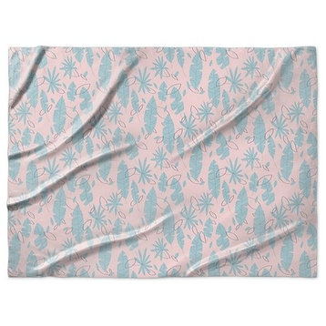 "Flat Palms Blue" Sherpa Blanket 80"x60"