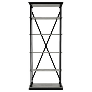 Bowery Hill Industrial Metal 33-Inch Bookcase in Antique Gray