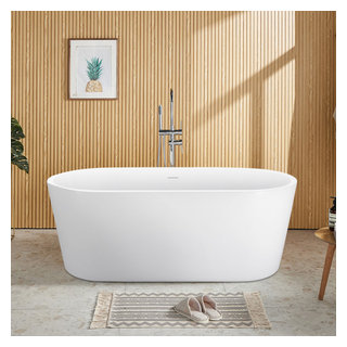 Wyndham Collection Carissa 71 Freestanding Bathtub in White with Brushed Nickel Drain and Overflow Trim