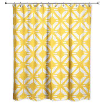 Watercolor Diamond Shower Curtain, Yellow