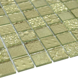 Glossy Gold Raindrop Modern Square Glass Mosaic Tiles - Home Accessories & Decor