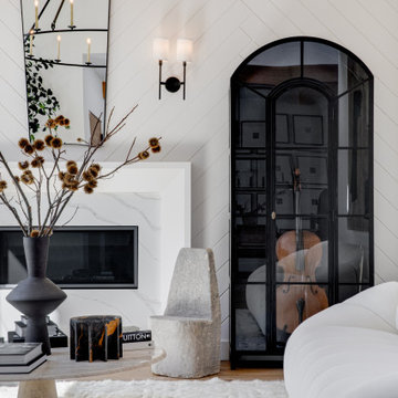 California Traditional Open Floorplan Living Room With Fireplace