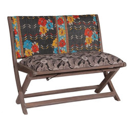 Eclectic Indoor Benches One Of A Kind Kantha Bench, Black Print