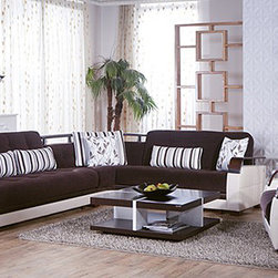 Natural Sectional Sofa and Armchair Set in Brown - Sectional Sofas