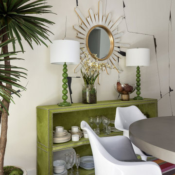 Mid Century Modern Dining Room In Bold Color