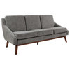 Mid-Century Sofa, Charcoal Fabric With Coffee Finish Legs