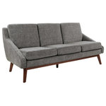 Office Star Products - Mid-Century Sofa, Charcoal Fabric With Coffee Finish Legs - Whether engaged in delightful conversation or absorbed in an intriguing novel, you will love this open arm style sofa, a re-imagined design of mid-century styles.  The sloped arm design exposes thick, comfortable cushions.  Enjoy elegance with an upholstered frame, accented with solid wood legs and wood frame rails in a rich, coffee finish.  Period-influenced fabrics add a subtle sophistication to modern, contemporary interiors.