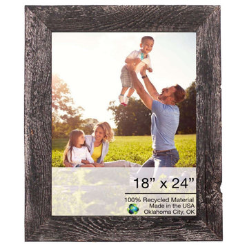 HomeRoots 18x24 Rustic Smoky Black Picture Frame With Plexiglass Holder