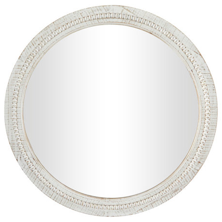 Bohemian White Wood Wall Mirror 562831