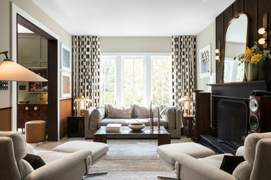 Example of a transitional living room design in Vancouver