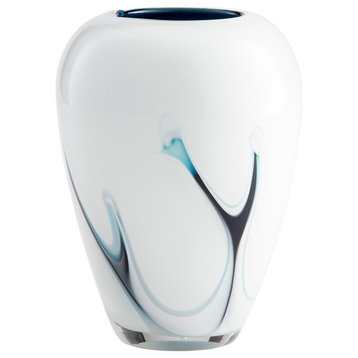 Cyan Deep Sky Vase 10444, Blue and White