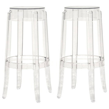 Clear Ghost Bar Stools, Set of 2, Bar Height