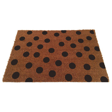 Polka Dot Coir Doormat, Black, 24"x35"