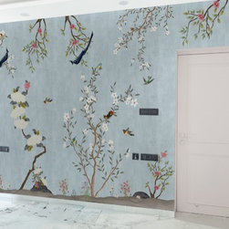 Beautiful Blue Chinoiserie Room Wallpaper, Customised - Wallpaper