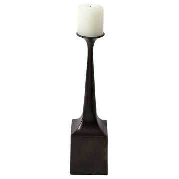 Elegant Minimalist Bronze 16" Pillar Candle Holder Tall Stick Metal Modern