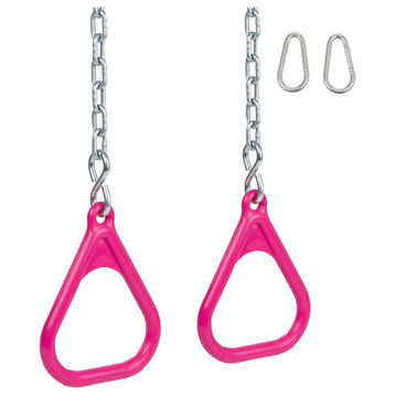 Swing Set Trapeze Rings With Chains, Set of 2, Pink