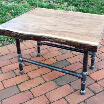 Live Edge Wood Slab & Pipe Coffee Table