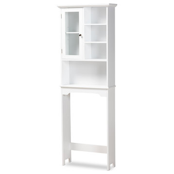Campbell Modern White Finished Wood Over the Toilet Bathroom Storage Cabinet