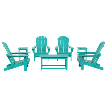 WestinTrends 7PC Outdoor Patio Adirondack Chair & Coffee Table Conversation Set, Turquoise